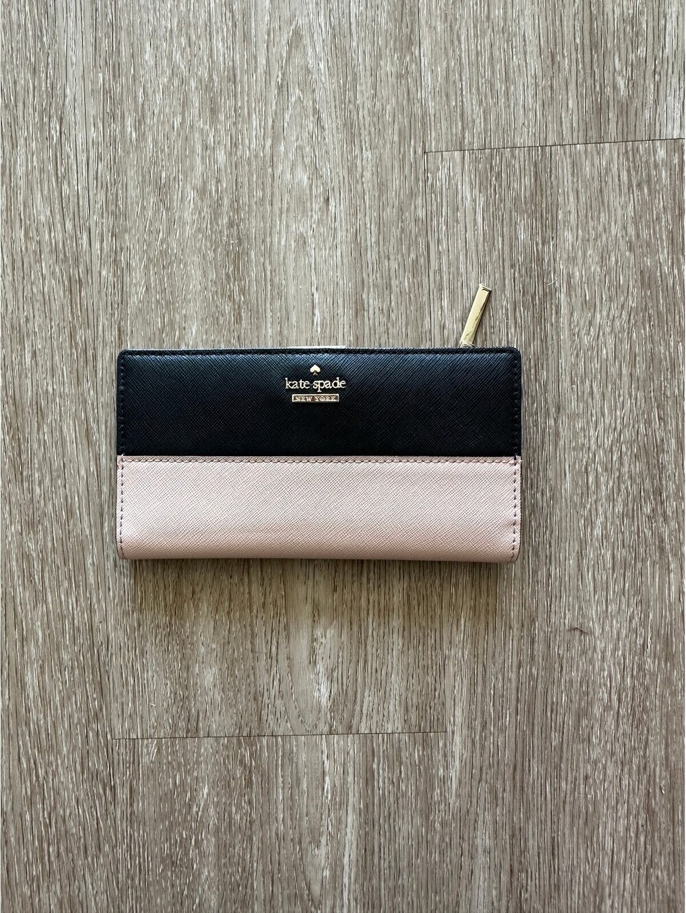 Kate Spade Black and Blush Zip Around Wallet